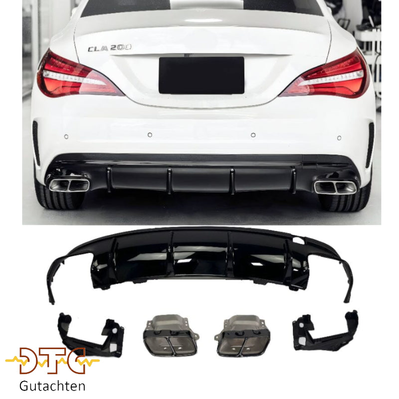 Mercedes CLA-Klasse C117 X117 Diffusor mit Auspuffblenden (Schwarz) in CLA 45 AMG Optik